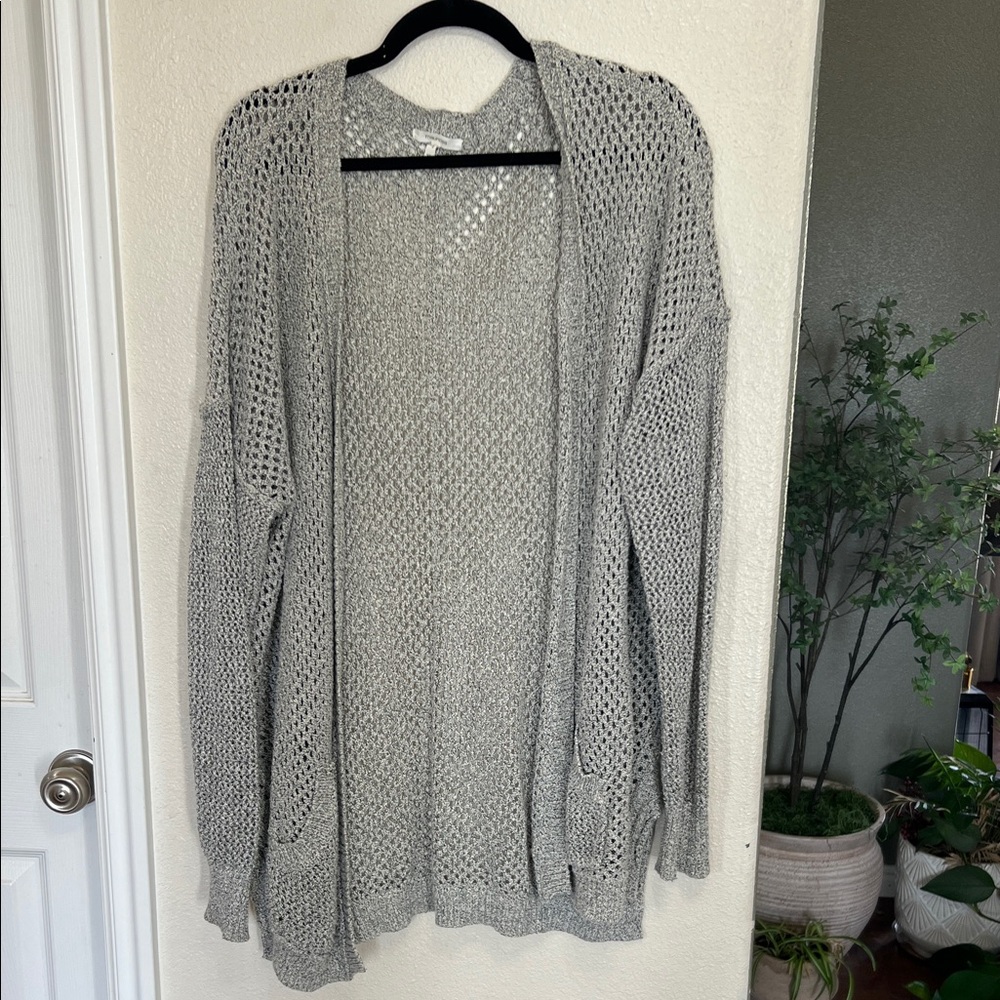 Maurices Light Gray Open-Front Knit Cardigan